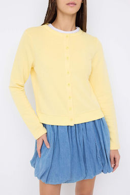 Teen Ac?k Sar? Dugmeli Regular/Normal Kal?p Orme Sweatshirt TWOAW26SW00162 - Trendyolmilla фото 6