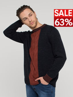 Джемпер мужской BY212-15008. 025/338 синий меланж/кирпичный