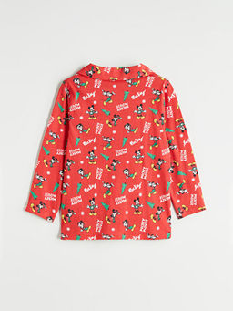 Polo Yaka Mickey Mouse Bask?l? Erkek ?ocuk Pijama Tak?m