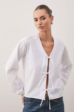 Beyaz Onden Baglamal? Dokuma Gomlek TEDSS24GO00001