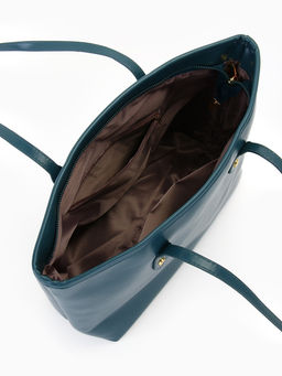 Сумка-шопер женская на молнии, размер 30.5×12×27 см, однотонная, синяя