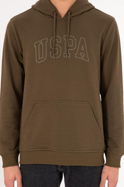 Erkek Regular Fit Kap__onlu Haki Basic Sweatshirt