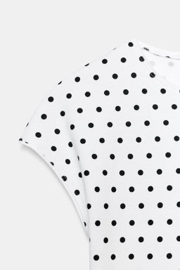 CAMISETA CROPPED MANGA CORTA LUNARES / Blanco / Negro - Zara фото 11
