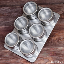 Набор для специй на магните 6 штук 100 мл/ БЕЗ КОРОБКИ / YT-576 /уп 30/ ПРОМО АКЦИЯ