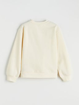 Bask?l? K?z ?ocuk Kal?n Sweatshirt