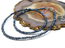 Чокер из циркона шарик гр.3мм цв.синий хамелеон, 39см