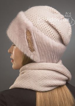 Шапка Лия норка трикотаж кизил