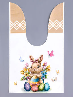 Цена за 50 шт. Пакет полиэтиленовый подарочный с ушками "Пасхальная корзина", 13 х 23 см