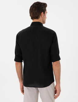 Siyah Regular Fit %100 Keten G_mlek