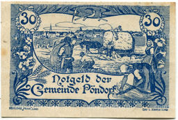 Банкнота 30 геллеров 1920 года Австрия  Пёндорф (нотгельд)