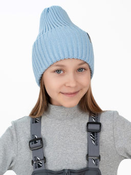 Шапка вязаная светло-голубая Ш-120 (52-54)