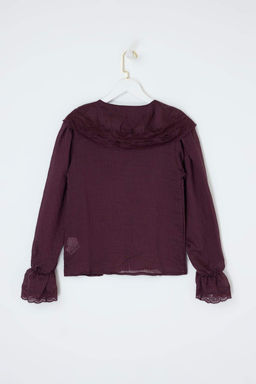 Limited Edition Murdum Hafif Transparan Dantel Garnili Gomlek TWOSS26GO00123