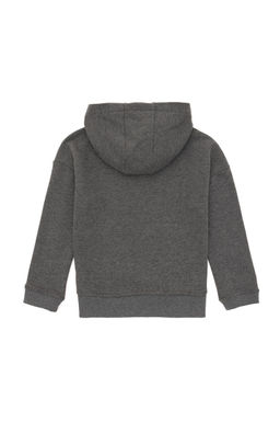 Erkek _ocuk Antrasit Melanj Basic Kap__onlu Sweatshirt