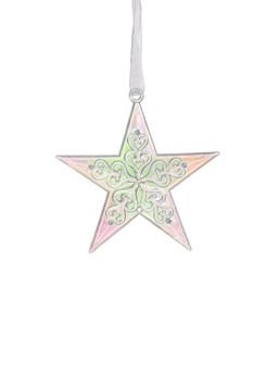 Цена за 4 шт. Ёлочная игрушка Зимнее волшебство. Звезда кружевная, 99 см, прозрачный перелив фото 8