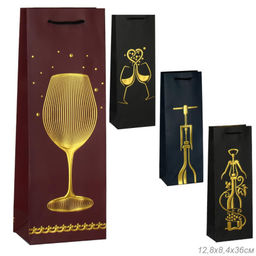 Пакет подарочный 36х12,8х8,4 / С145 /уп 12/720/под бутылку микс