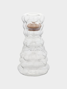 Графин «Рельеф», 1 л, 13×13×24 см, со стаканом 350 мл, с бамбуковой крышкой, стекло, прозрачный