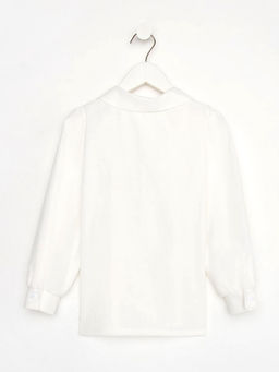 Рубашка для девочки KAFTAN с розовым бантом, белая, размер 34 (122-128 см)