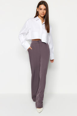Antrasit Wide Leg/Genis Paca Dokuma Kumas Pantolon TWOAW22PL0139