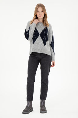 Женский серый меланжевый свитер с круглым вырезом Неожиданная скидка в корзине - U.s. polo assn фото 4