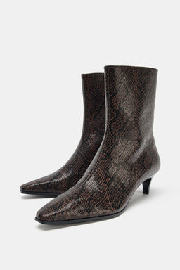 ANIMAL PRINT HEELED ANKLE BOOTS - Zara фото 3