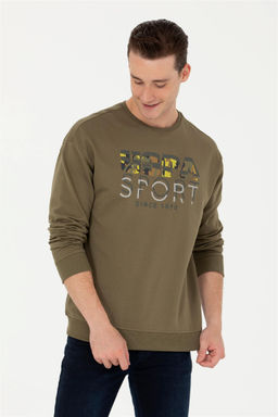 Свитшот мужской U. S. Polo Assn цвета хаки из хлопка - U.s. polo assn фото 9