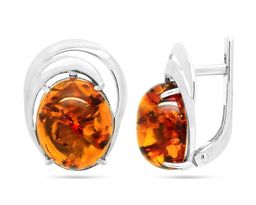 Серьги из серебра янтарь, СП89