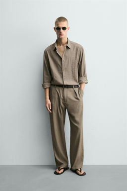 PANTAL?N FLUIDO RELAXED FIT EFECTO ARRUGADO / Beige