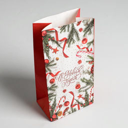 Цена за 10 шт. Пакет подарочный без ручек «С Новым годом!», 10×19×7 см