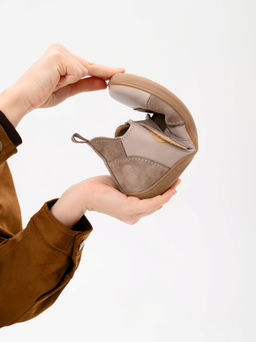 Босоногие ботинки 206.NATAbr.Визон+капучино замша/мех