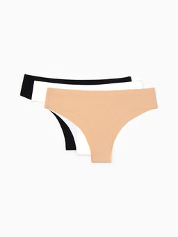 Наб бесшов трусов (3шт) жен слипы MINAKU 90%нейл/10%спанд/ласт-ца100%хл бел/беж/черн р.S