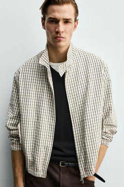 CAZADORA CROPPED FIT CUADROS TEXTURA / Crudo / Negro - Zara фото 6