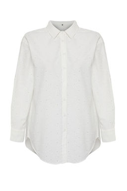 TRENDYOLMILLA Beyaz Dokuma Brode Plaj Gomlegi TBESS25GO00001 фото 5