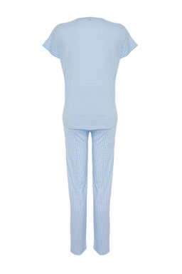 Mavi Potikareli ve Sloganl? Orme Pijama Tak?m? THMSS24PT00364