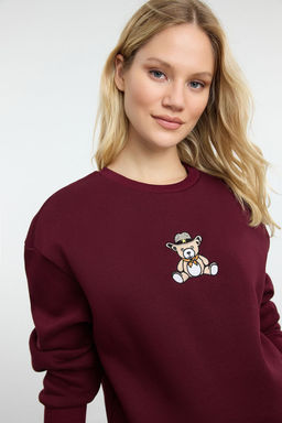 TRENDYOLMILLA Lacivert Relaxed/Rahat Kal?p Nak?sl? Kal?n Orme Sweatshirt TWOAW25SW00050  фото 2