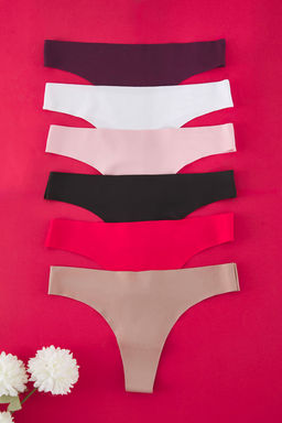 TRENDYOLMILLA Siyah 6l? Micro Dikissiz/Iz Yapmaz Lazer Kesim Tanga Orme Kulot THMAW25KU00039