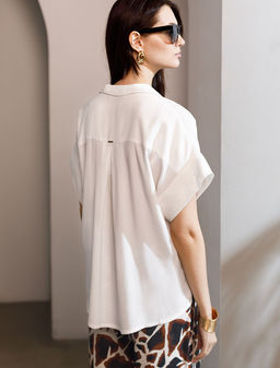 Блузка с коротким рукавом из вискозы с лиоцеллом - Vilatte фото 3