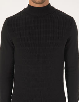 Siyah Slim Fit Yar_m Bal_k__ Yaka Triko Kazak - Pierre cardin фото 6