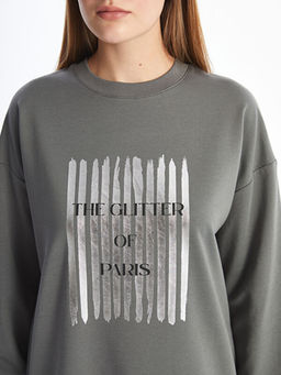 Bisiklet Yaka Bask?l? Kad?n Sweatshirt Tunik