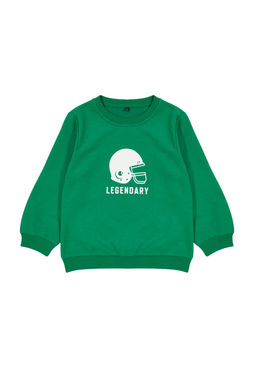 Yesil Unisex Bisiklet Yaka Desenli Orme Sweatshirt TKDAW25SW00005