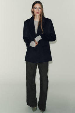 WOOL BLEND PINSTRIPE BLAZER