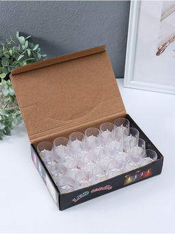 Цена за 4 шт. Светодиодная свеча LED - ночник RISALUX «Полосы», 3×LR1130, прозрачный, перламутр, 3.7×3.7×4.5 см