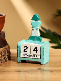 Календарь настольный Маяк, 7411 см, дерево, бело-бирюзовый