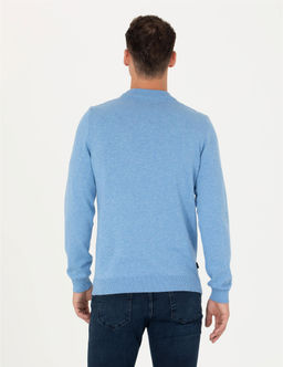 Mavi Melanj Slim Fit Yar_m Bal_k__ Yaka Basic Triko Kazak - Pierre cardin фото 5