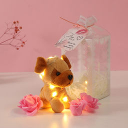 Набор подарочный Пёсик беж, мыльные розовые розы 5 шт., роса, 7?7?12 см - Simaland фото 2