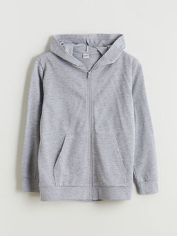 Kap??onlu Erkek ?ocuk Fermuarl? Sweatshirt