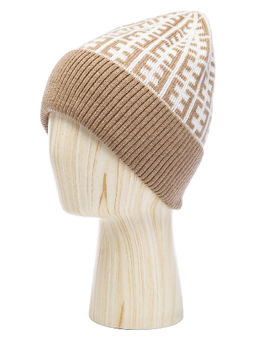 Шапка жен. шерсть+виск+акр ZZ-BR55507 white/sand