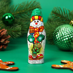 Цена за 3 шт. Шоколадная фигурка Новогодний Снеговик, кондитерская глазурь, 18 г