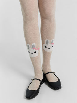 Цена за 3 пары! Колготки детские бежевые с зайчиками