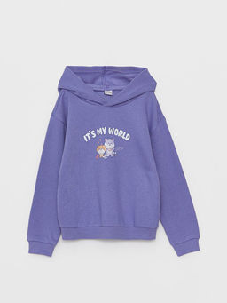 Bask?l? Uzun Kollu Erkek ?ocuk Hoodie ve E?ofman Alt? - Waikiki фото 2