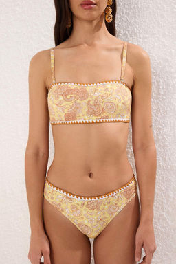 TRENDYOLMILLA Mavi Sal Desenli Straplez Nak?sl? Regular Bikini Tak?m? TBESS25BT00138  фото 9